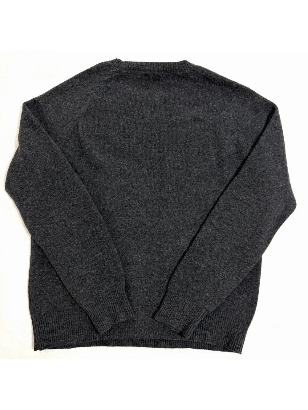 J Crew 100% Lambswool Sweater Mens Medium Charcoal Gray Knit Pullover Crewneck